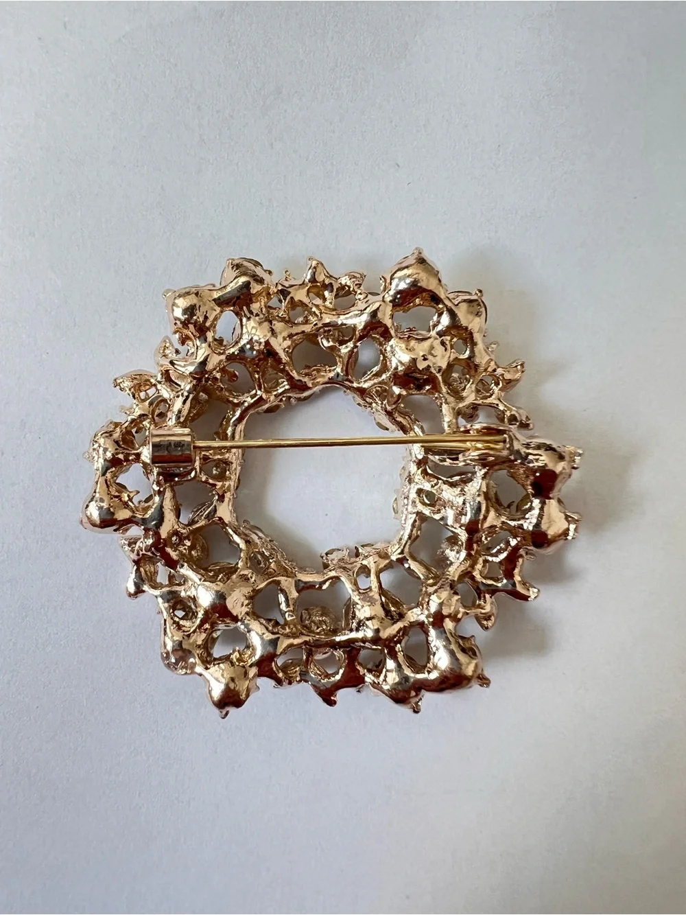 Lot of 3 - Gold-Tone Multi-Color Crystal Wreath Brooches - Women Jewelry